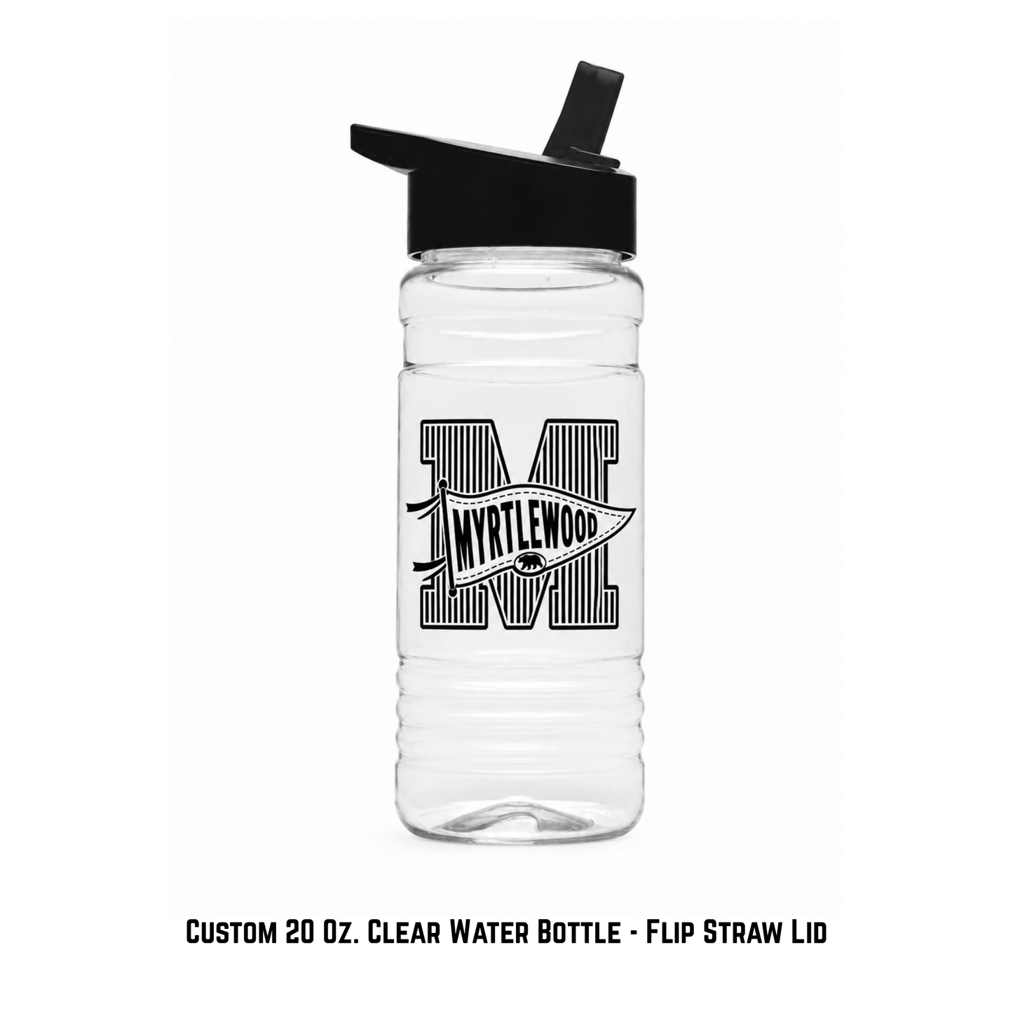 Myrtlewood Pennant 20 Oz. Clear Water Bottle with Flip Straw Lid